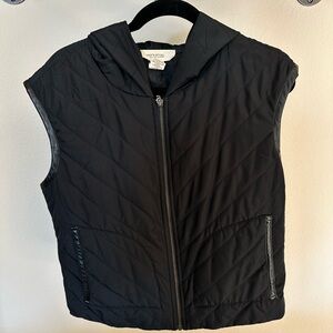 Black Quilted Hooded Vest